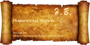 Humenszky Bence névjegykártya